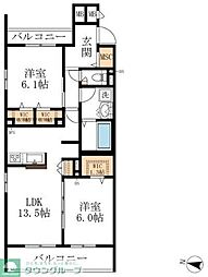 メゾンドゥラミティエ 2LDKの間取図画像