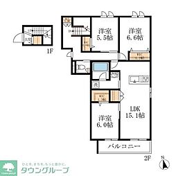 グリーンタウン赤坂 3LDKの間取図画像