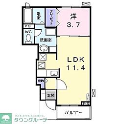 カーサプリーマ1 1LDKの間取図画像