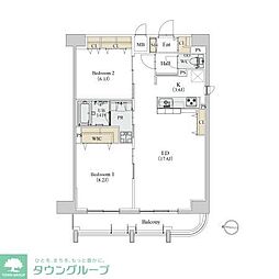カスタリア新栄2 2LDKの間取図画像