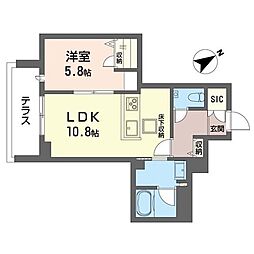 レフィシア腰越 1LDKの間取図画像