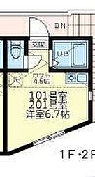 JR京浜東北・根岸線 大船駅 徒歩11分の賃貸アパート 2階ワンルームの間取り