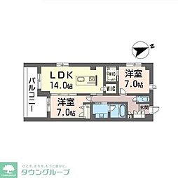タカミ・エム 4階2LDKの間取り