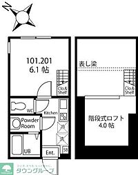 ハーミットクラブハウスグルック西横浜 1階1Kの間取り