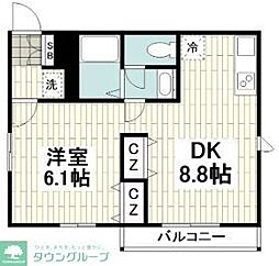 京急本線 南太田駅 徒歩10分の賃貸マンション 2階1DKの間取り