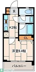 ヴァンヴェール2 1階1Kの間取り