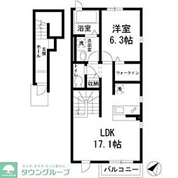 パークス8K 1LDKの間取図画像