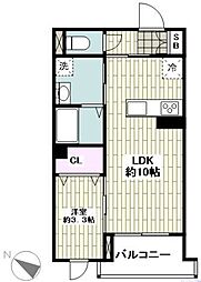 Contrail湘南 1LDKの間取図画像