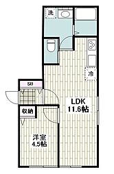 鎌倉市佐助1丁目アパート 1LDKの間取図画像