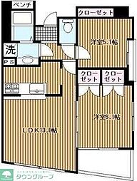 ヴェスタ上大岡 2LDKの間取図画像