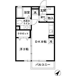 エーリ 1DKの間取図画像