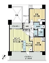 ライオンズ湘南藤沢グランフォート 2LDKの間取図画像
