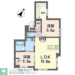 ラ・ピネータ鎌倉 2LDKの間取図画像