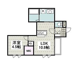AI・Grandir鎌倉 1LDKの間取図画像