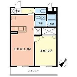 CREA湘南 1LDKの間取図画像