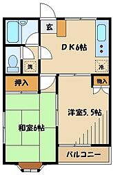 パークフルール 2階2DKの間取り