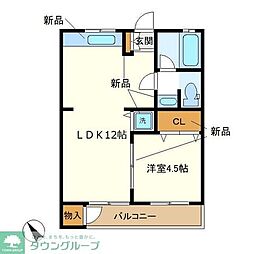 スカイレジデンス 2階1LDKの間取り