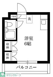 スカイコート向ヶ丘遊園 4階ワンルームの間取り