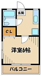小田急小田原線 登戸駅 徒歩13分の賃貸マンション 2階1Kの間取り