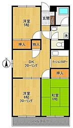 小田急小田原線 向ヶ丘遊園駅 徒歩8分の賃貸マンション 1階3LDKの間取り