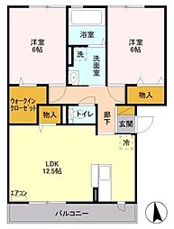ラテールドゥ 2階2LDKの間取り