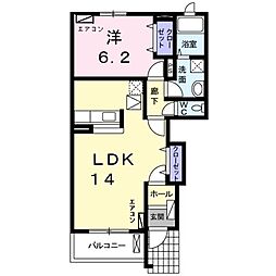 ルミナスＭ3　Ａ棟 1階1LDKの間取り