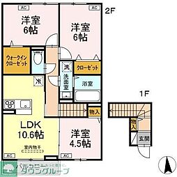 ガーネット　I 202 2階3LDKの間取り