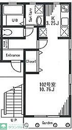ドミール 1階1Kの間取り