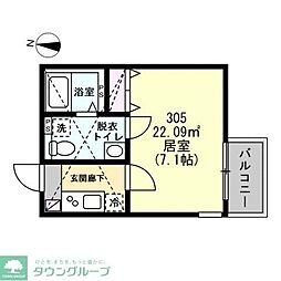 リバティヒルズ ワンルームの間取図画像