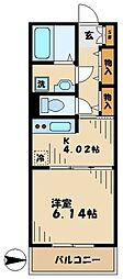 ロイヤルパーク多摩川 1DKの間取図画像