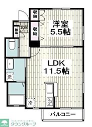 カーサ玉川学園 1LDKの間取図画像