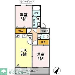 ヒルサイドタウンA棟 2DKの間取図画像