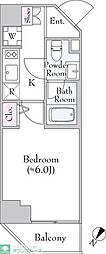 Log登戸station west 1Kの間取図画像