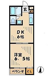 サニーフラット 1DKの間取図画像