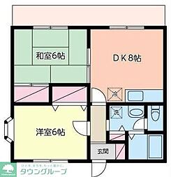 サニーハウスイシイ 2DKの間取図画像