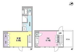 プラットフォーム 1DKの間取図画像