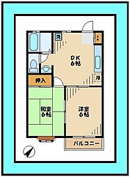 メゾンボナール 2DKの間取図画像