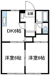 パークハイツ・YOU 2DKの間取図画像
