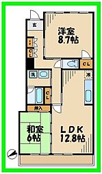 カセリオ五月台 2LDKの間取図画像