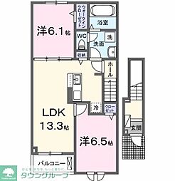 シュヴァル メゾン 2LDKの間取図画像