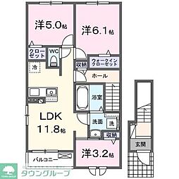 ジックス石原　Ｃ 2階3LDKの間取り