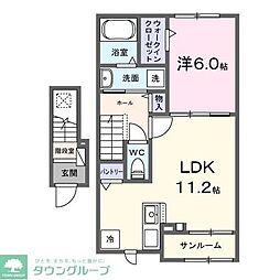 クルールＥ 2階1LDKの間取り