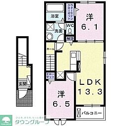ミー　クヮーム　スゥク　Ｂ 2階2LDKの間取り