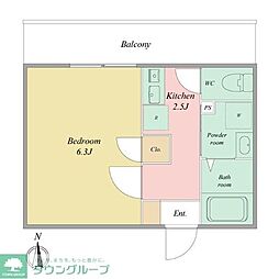 LaLa Gran 3階1Kの間取り