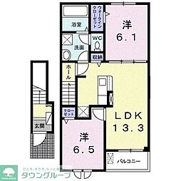 グランマーレ　糸　III 2階2LDKの間取り