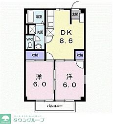 ニューシティ和田山 2DKの間取図画像