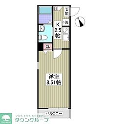 フォーサイト熊谷 3階1Kの間取り