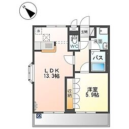 ジャルディニエールＢ 2階1LDKの間取り