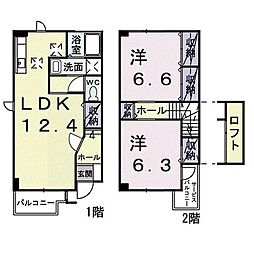 サンパティ−ク・メゾン 1階2LDKの間取り