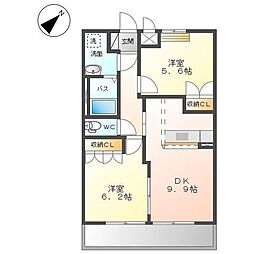 東武伊勢崎線 加須駅 徒歩20分の賃貸アパート 2階2DKの間取り